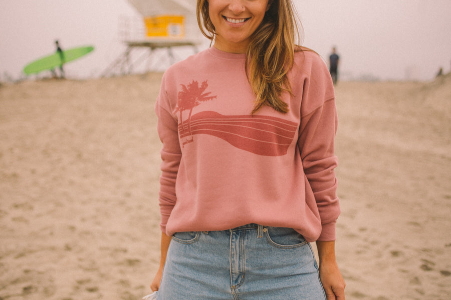 Palm Sunset sweatshirt mauve