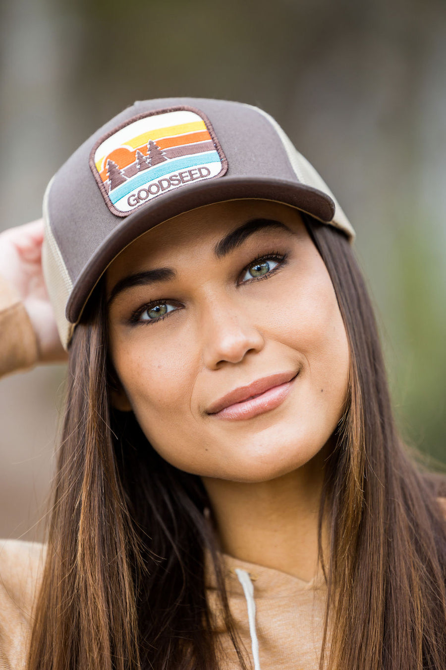 Pacific Pines Trucker Hat Brown and Tan