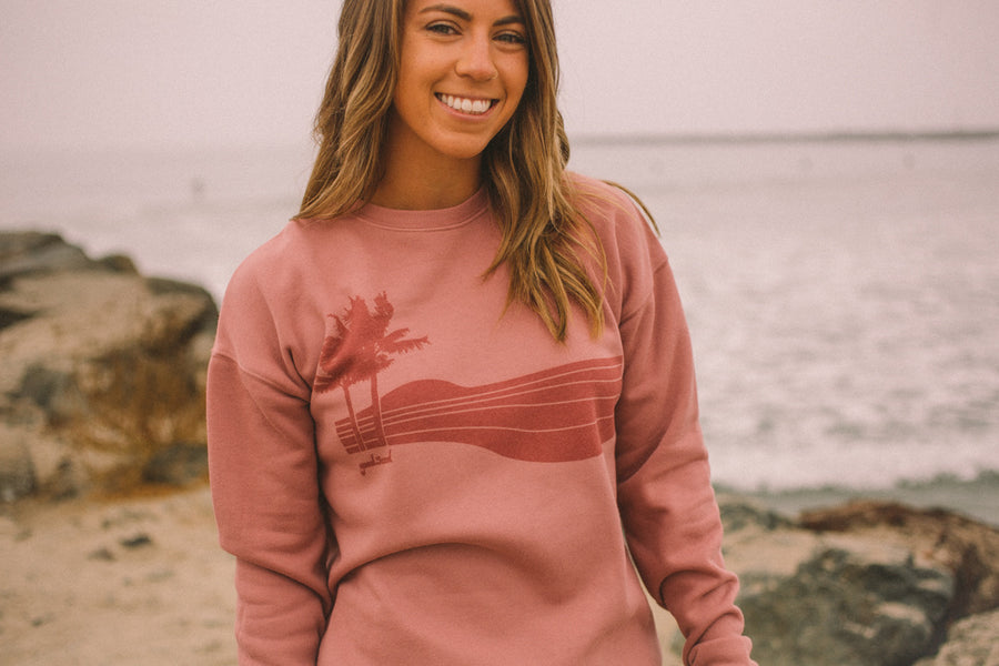 Palm Sunset sweatshirt mauve